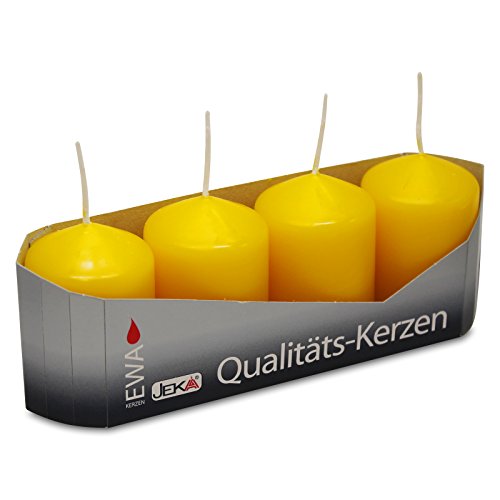 OLShop AG 3er Pack Stumpenkerzen goldgelb, ca. 40 x 60 mm (3 x 4...