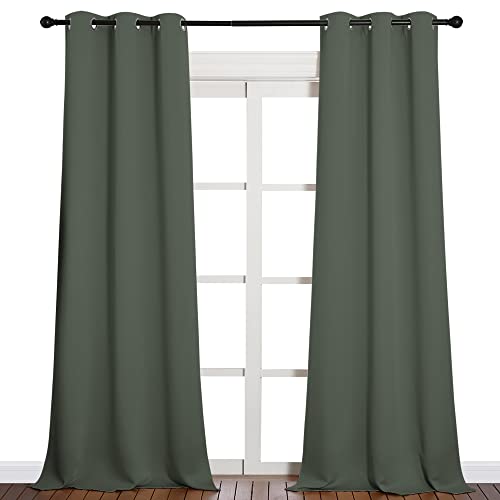 Image of NICETOWN Room Darkening Curtain Panels - Toddler Boy Bedroom Drapes with Grommet Top, Energy Smart Window Treatment Curtains(Dark Mallard, 42 inches W x 90 inches L, 2 Panels)