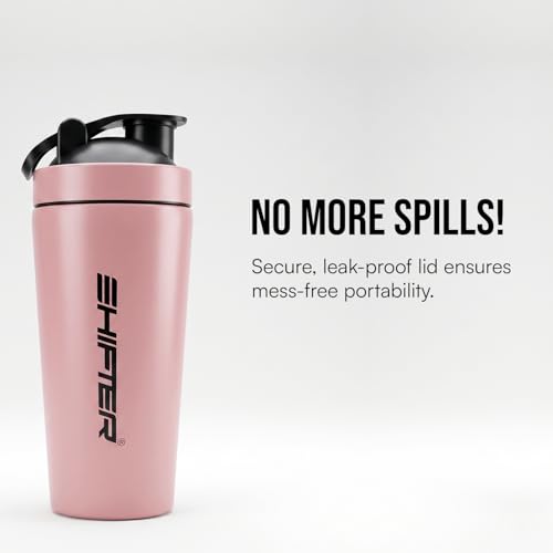Image of Shifter Stainless Steel Gym Shaker Bottle 750ml | Leakproof Metal Protein Shaker for Men & Women | BPA Free, Odour Resistant, Rust-Free Steel Sipper for Gym, Workout & Sports (PINK)
