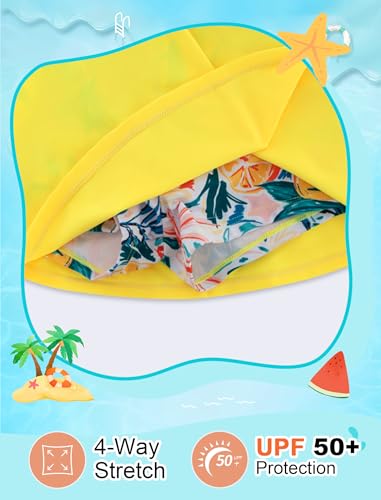 Image of Girls Swimsuit Long Sleeve Swim Shirt 3 Piece Rash Guard for Girls Bathing Suit with Boyshorts