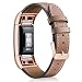 Hotodeal For Fitbit Charge 2 Replacement Bands, Classic Genuine Leather Wristband With Metal Connectors, Fitness Strap for Charge 2, Rose Gold & Light Brown