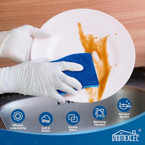 Image of HOMEXCEL Sponges Kitchen 24pcs Non-Scratch for Dishes, Blue Scrub Cleaning Sponge for Non-Coated Cookware, Dishes, Pots, Pans, Dual Sided Dish Sponge for Kitchen, Household, Bathroom