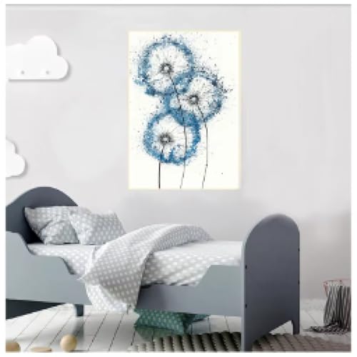 Affiche pissenlit bleu aquarelle abstrait nordique 20x30cm sans cadre pour salon
