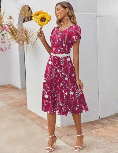 Image of ZEAGOO Womens Casual Dresses for Summer Short Sleeve Flare Midi Dress Loose Flowy Beach Sundress