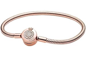 Sparkling Crown O Pavé Clasp Snake Chain Pandora Moments - Rose Gold Pandora Bracelet
