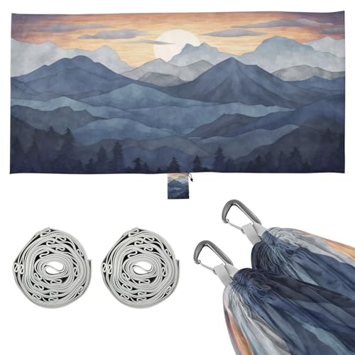 Haskirky Blue Marble Camping Hammock, Single Portable Hammocks with Tree Straps & Attached Carry Bag, 330Lbs Capacity Perfect for Outside Indoor Hiking Beach Backpack Travel