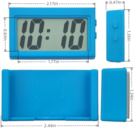 Small Digital Clock,Portable Travel Clock,Classroom Bedroom Bathroom Glass Car Motorcycle Dashboard Mini Clock Battery Operated Self Adhesive (1, Blue) - 1