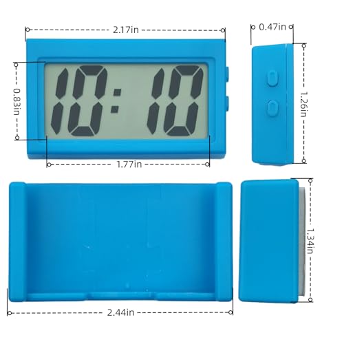 Image of Small Digital Clock,Portable Travel Clock,Classroom Bedroom Bathroom Glass Car Motorcycle Dashboard Mini Clock Battery Operated Self Adhesive (1, Blue)