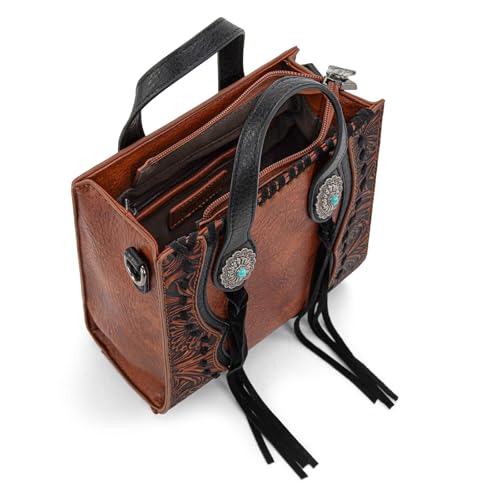 Image of Trinity Ranch Crossbody Bags for Women Mini Handbag Floral Tooled Concho Collection