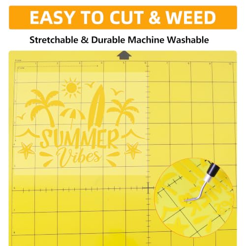 Image of FUNKAKA Heat Transfer Vinyl Rolls, 12 inch x 65ft Yellow Iron on Vinyl