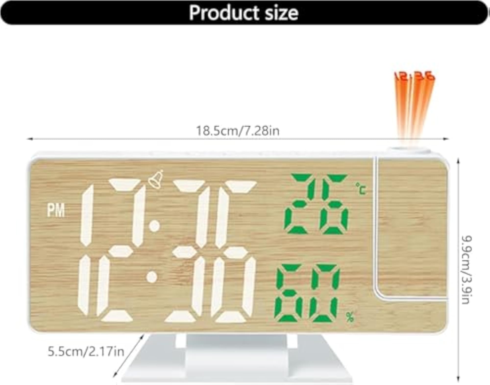 7.3" Digital Alarm Table Clock with Projector Display