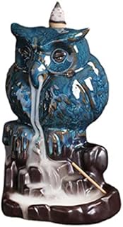 Owl Backflow Incense Holder Cute Animal Incense Waterfall Burner Censer 30 Pcs Incense Sticks 20 Backflow Incense Cones for Home Decor Aromatherapy Ornament