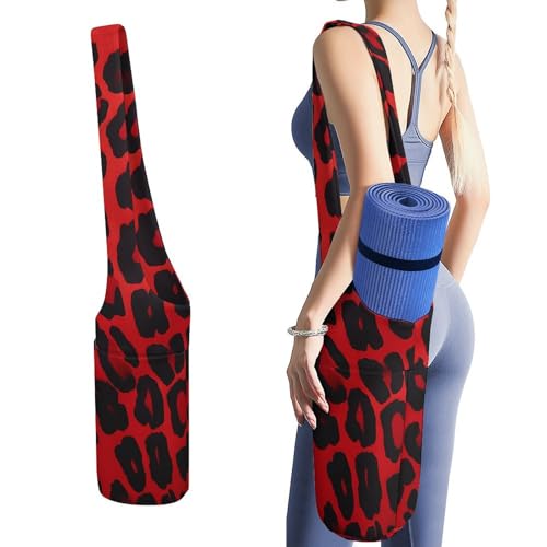 Sac pour tapis de yoga en toile résistante au motif léopard raffiné