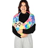 Dog Sling Carrier for Cats and Small Dogs – Hands Free Pet Sling with Adjustable Safety Strap & Buckle, Soft Cat Sling Carrier for Snuggling, Portable Dog Carrier Sling (Medium, Fruits)