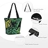 bvxcdd Banana Leaf Print Large Tote Bag, Reusable Aesthetic Tote Bag Shopping Bag Shoulder Handbags with Zipper and Inner Pocket for Women, Cute, Gym, Work, Travel #5