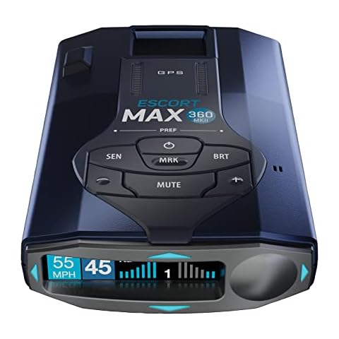 Escort MAX 360 MKII Radar and Laser Detector Bluetooth Enabled, 360° Directional Arrows, Exceptional Range, Shared Alerts, Apple CarPlay and Android Auto Compatible, Black Cover
