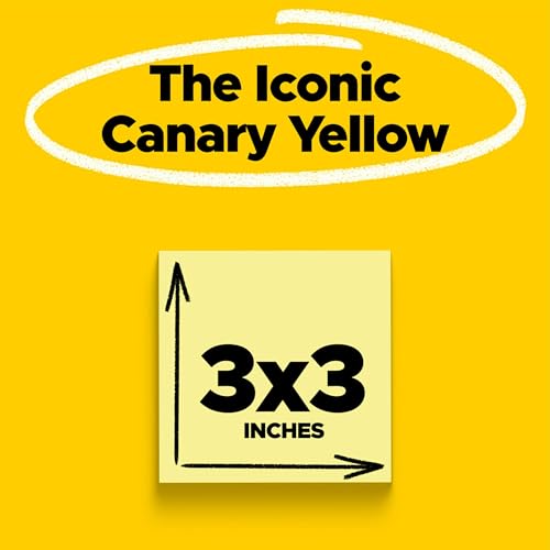 Post-it Notes, 3 in x 3 in, Canary Yellow, 14 Pads/Pack + 4 Free Pads, 18 Pads Total, 100 Sheets/Pad