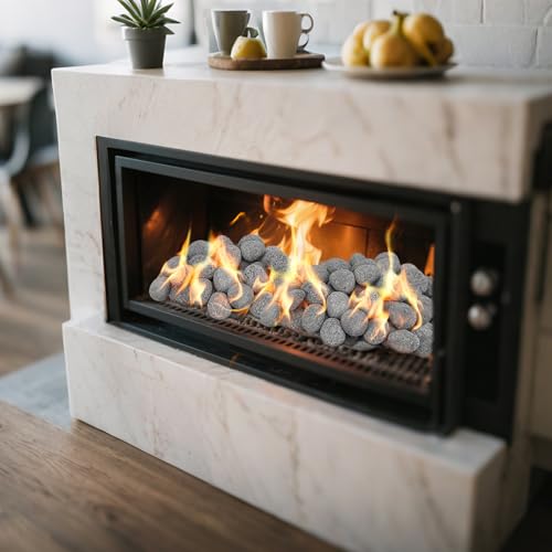 Image of Skyflame 2-3 Inch Natural Tumbled Lava Stones for Fire Pit Fireplace | 15 Pounds, Round Lava Rock Pebbles, Garden Landscaping Decoration, Cultivation of Potted Plants