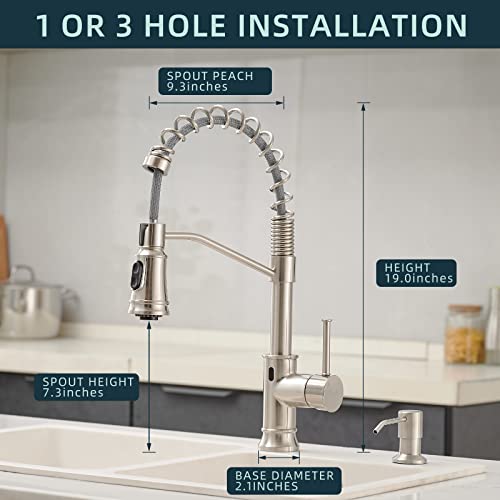 Image of GIMILI Smart Touchless Kitchen Sink Faucet with Pull Down Sprayer, Motion Sensor Activated Hands-Free Single Handle Kitchen Faucet Brushed Nickel