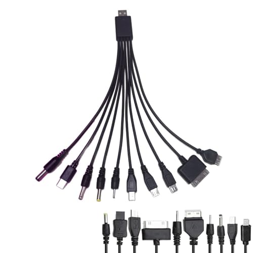 LQMBABY 10 in 1 Universal Multi Chargers for All Devices, Universal Phone Chargers for All Phones, 10 in 1 USB Cable Multiple Charging Cable for Cell Phones, Earphones, Speakers (Black)