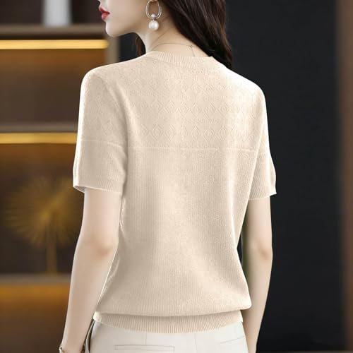 Womens Sweater Crew Neck Clothing Short Sleeve Plain Knit Pullover - image 3
