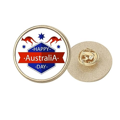 Broche ronde en métal doré autruche Happy Australia Day taille M