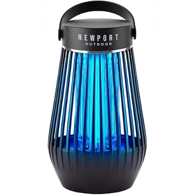 Newport Outdoor Bug Zapper Outdoor & Indoor Use, Fly Zapper, Mosquito Zapper, 4200V 3 Prong Plug in Electric Fly Zapper, Mosquito Killer, Covers 1/2 Acre, IPX4 Water Resistant, Easy-Clean Tray - Black