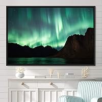 Framed Canvas Wall Art Dayspring Astronomy & Space Contemporary Cosmic Dramatic Green Group Photography Realism - 16x24 inches
