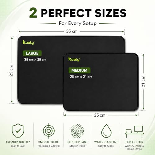 Image of Ultra-Smooth Large Mouse Pad|350 x 250 mm|Anti-Fray Stitched Edges|Non-Slip Rubber Base|Spill-Resistant|3mm Thick|Big Mousepad for Office, Work from Home & Gaming