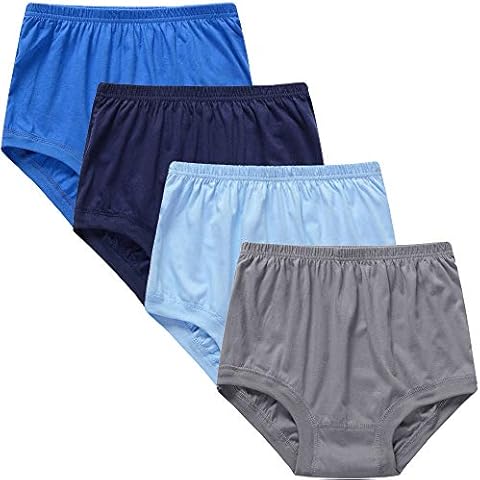 Zueauns Men's Cotton Briefs Soft Loose Underwear Comfortable and Breathable high waist Underpants 4 Pack(4-color,L) Cover