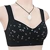 Daisy Bras for Older Women No Underwire Front Closure Comfort Senior Wireless Snap Closing Bra Black 40C