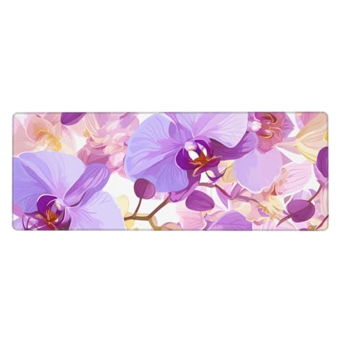 Tapis de souris de jeu 80x30 cm orchidée pour organiser et décorer votre bureau PC
