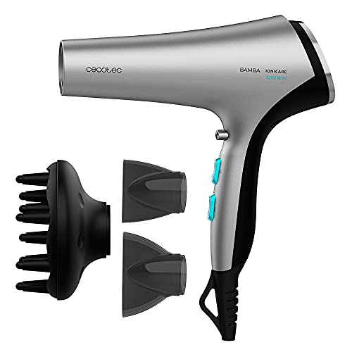 Cecotec Secador de pelo Bamba Ionicare 5320 Flashlook Black. Potencia 2200 W, Ion real, 2 Boquillas, Difusor, Haircare, Función aire frío, 2.5 m cable, 3 Temperaturas, 2 Velocidades