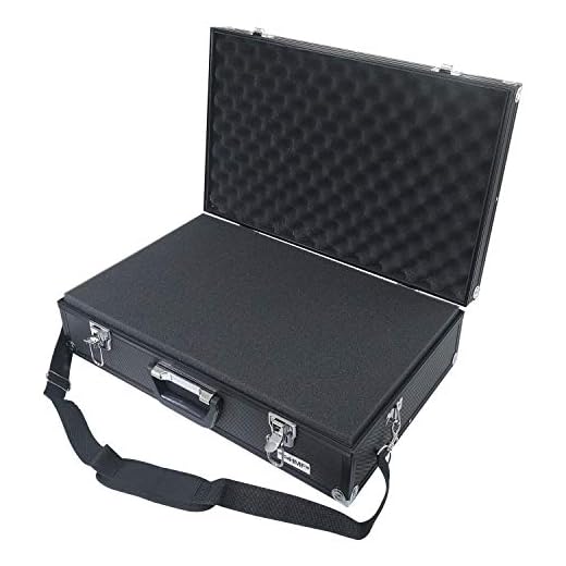 HMF 14521-02 Alu Fotokoffer, Waffenkoffer mit Rasterschaumstoff | 56,5 x 36 x 16 cm | Schwarz