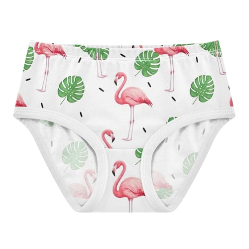 Cotton Toddler Underwear Floral Pink Flamingos Green Leaves White Little Girl Panties Fun Underpants Briefs 2t