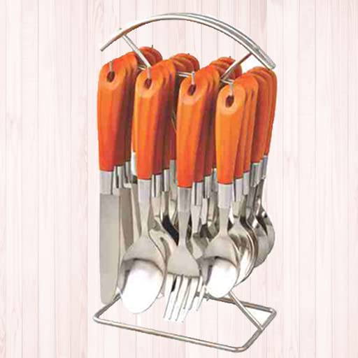 TroozyTouchwood Stainless Steel Mirror Polished Spoon Set Tableware Dinnerware Sets for Home, Hotel, Restaurant (25 Piece Silver) Stand