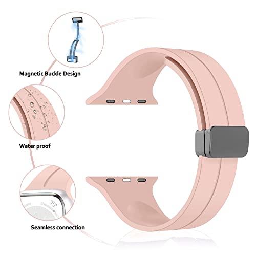 Image of Magnetic for Apple Watch Ultra Band 49mm 45mm 44mm 41mm 40mm iWatch Bands 38mm 42mm Men /Women,Sport Silicone Wristband Strap for Apple Watch Band Series 9 8 /7 /6 /5 /4 /3 /SE 2nd generation /Ultra 2