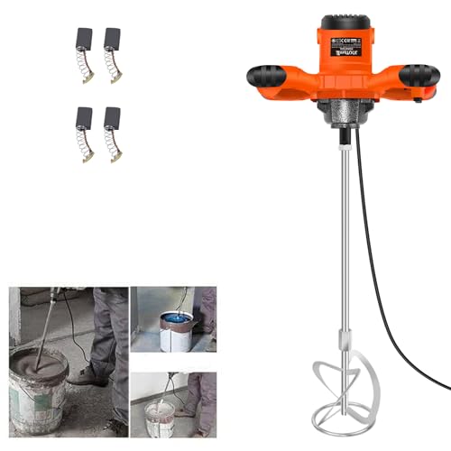Electric Paddle Mixer 2600W Handheld Concrete Cement Mixer Adjustable 6 Speed Mortar Paint Stirrer Whisk Paddle Mixer Drill Mixer Stirring Tool for Mortar Grouts Paint Cement Plaster Plastering