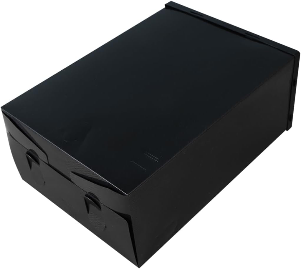 6pcs Stackable Plastic Shoes Box Black Storage Bin for Home Shoes Organizer Box