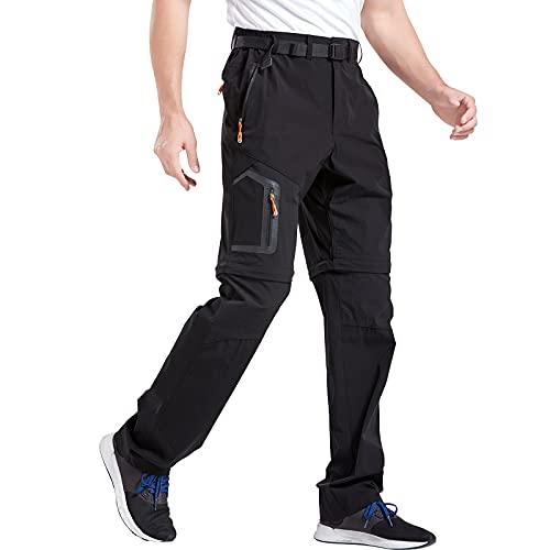 Men's Hiking Pants Outdoor Convertible Quick Dry Fishing Pants & Shorts (Khaki, Black)3