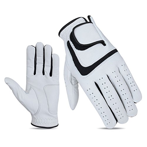 JL Golf Lot de 3u00a0Gants synthétiques pour toutes saisons  100% en cuir Cabrettau00a0u0096u00a0choisissez la taille et la matière, grand