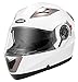 Motorcycle Modular Full Face Helmet DOT Approved - YEMA YM-925 Motorbike Casco Moto Moped Racing Helmet with Sun Visor for Adult,Youth Men and Women - White,L