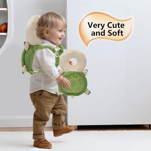 Image of Baby Head Back Protector Backpack Toddler Safety Protector Cushion Pad Soft, Adjustable and Lightweight Design for Safe Walking and Crawling Toddlers Girls and Boys(Turtles)