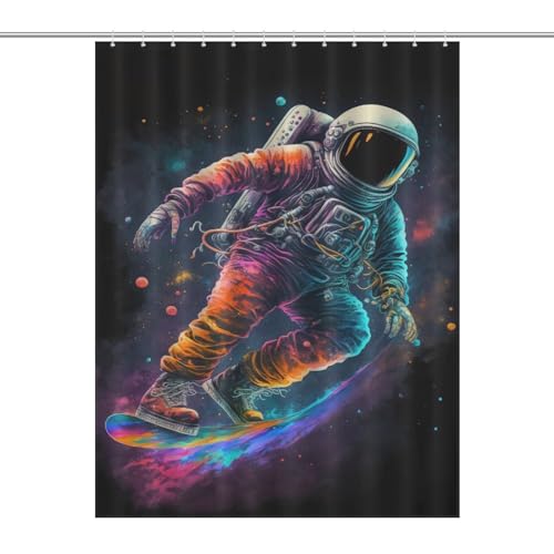 Astronaute rideau de douche polyester lavable en machine 140x183cm - 7