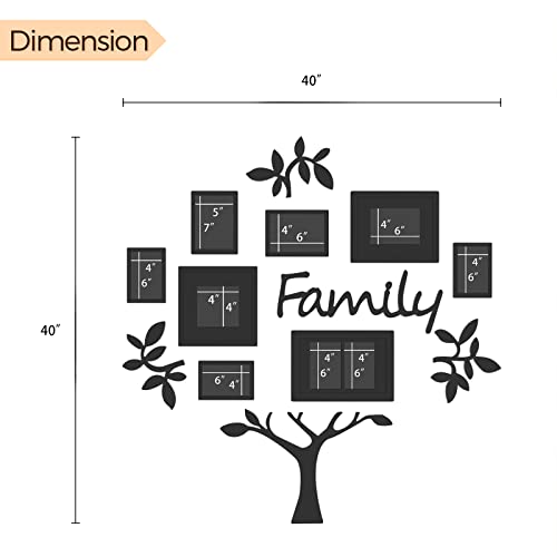 Hello Laura - Picture Frame Set Family Tree Photo Frame Set Home Theme Black Frame - Gallery Collection Display Tree Shape Or New Year Christmas Valentine Birthday (13Pcs Black Tree) #TOP5