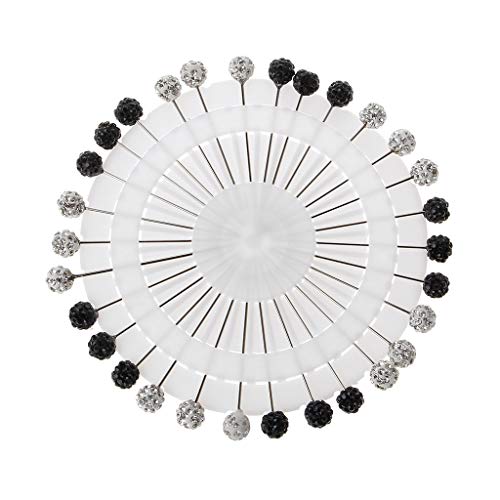 MEIKONG 30Pcs Épingles De Foulard De Sécurité Hijab Musulman Broche Boule Strass Broche Tête Droite Cover