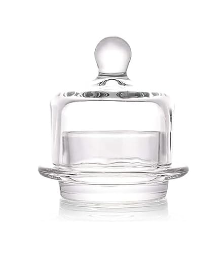 Mantequillera Cubierta de mantequilla de vidrio sin plomo for el hogar de estilo europeo, plato de postre redondo, caja de polvo de repostería, cubierta de limón, contenedor de mantequilla Accesorio d