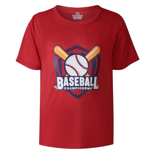 Boys' Sports Short Sleeve Crew Neck T-Shirts Kids Ball Print Tops Age for 4-14 Years 5-Pack4