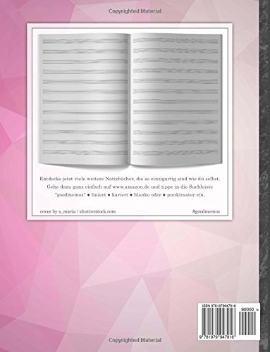 Notenheft: DIN A4 • 48 Seiten, 24 Blatt, 12 Systeme, „Decent Pink“ • Original #GoodMemos Schulheft • Mit Inhaltsverzeichnis und Seitenzahlen, Noten-Lineatur 14