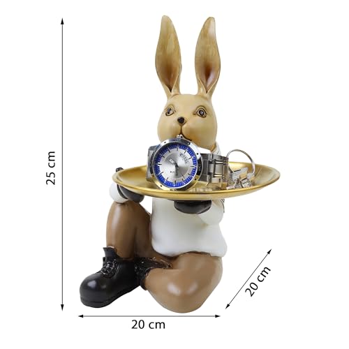 Image of ARMONIA Decorative Rabbit Butler Tray Holder, Matte Finish, Modern Art Showpiece, Decorations for Home Table, Living Room, Bedroom & Office, 25 x 20 x 20 cm, Anti-Scratch Base